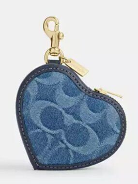 Coach Heart Bag Charm In Signature Denim - NWT